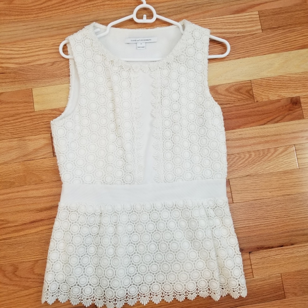 Diane Von Furstenberg white eyelet Tavita top